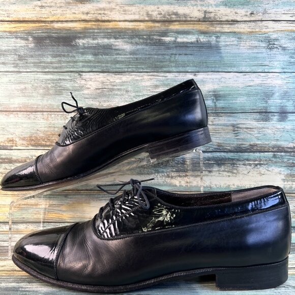 Salvatore Ferragamo Firenze Oxford Shoe Mens 9M Black Leather Cap Toe Dress Work main image 13